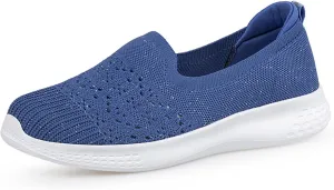 Women's Fashion Lightweight Knit Mesh Flat Loafers Casual Comfortable Soft Non-Slip Breathable Walking Shoes