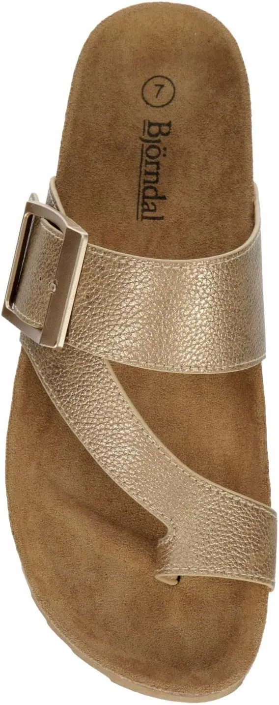 Women's Faux Leather Slip-On Single Band Toe Strap Cork Bed Sandal