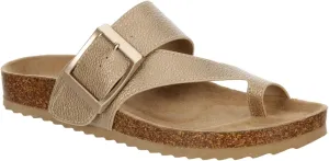 Women's Faux Leather Slip-On Single Band Toe Strap Cork Bed Sandal