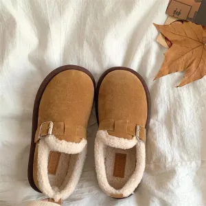 Women's Fuzzy Lined Slip-On Loafers, Warm Winter Snow Shoes, Non-Slip Soft Sole Flats