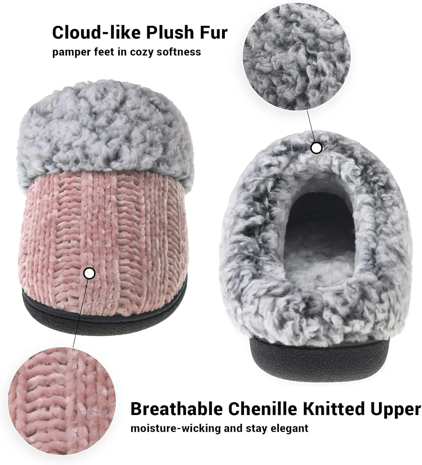 Women's House Slippers Memory Foam Fuzzy Slip on Slide Slippers Ladies Soft Bedroom Shoes for Indoor & Outdoor