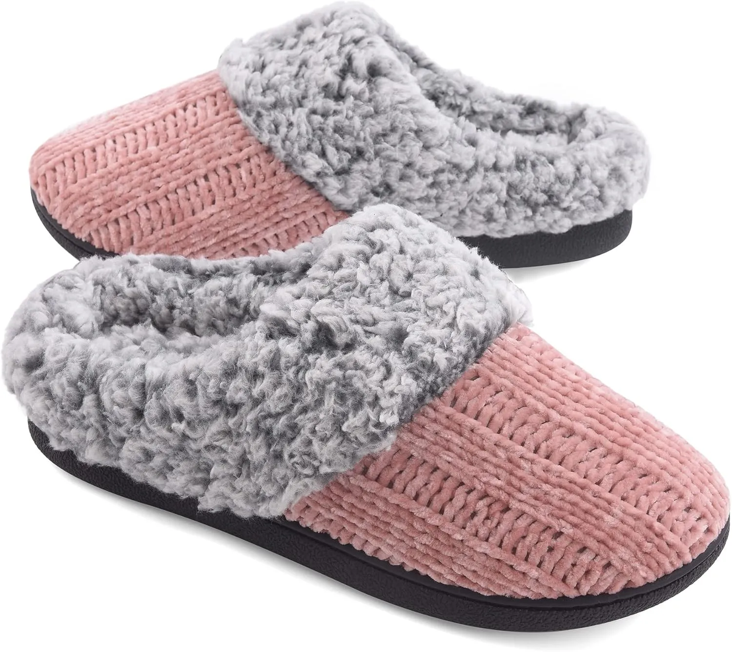 Women's House Slippers Memory Foam Fuzzy Slip on Slide Slippers Ladies Soft Bedroom Shoes for Indoor & Outdoor