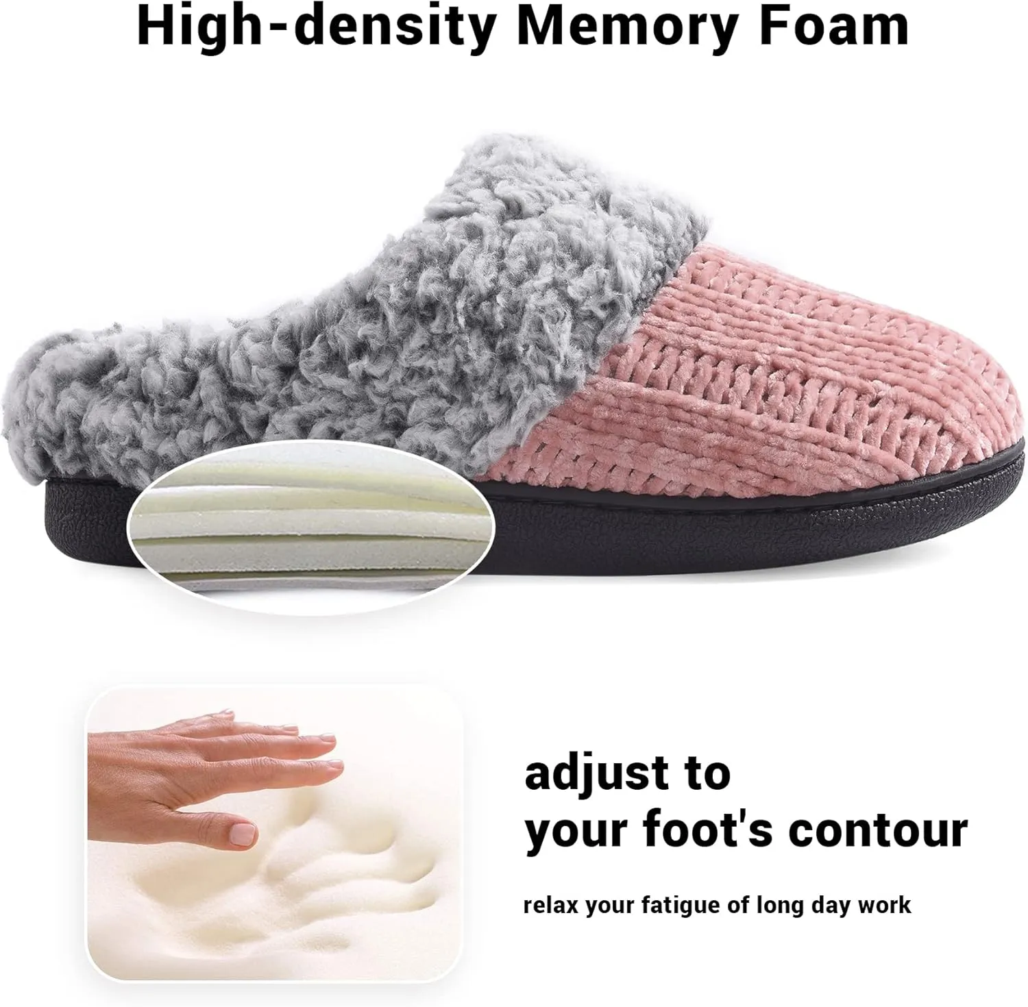 Women's House Slippers Memory Foam Fuzzy Slip on Slide Slippers Ladies Soft Bedroom Shoes for Indoor & Outdoor