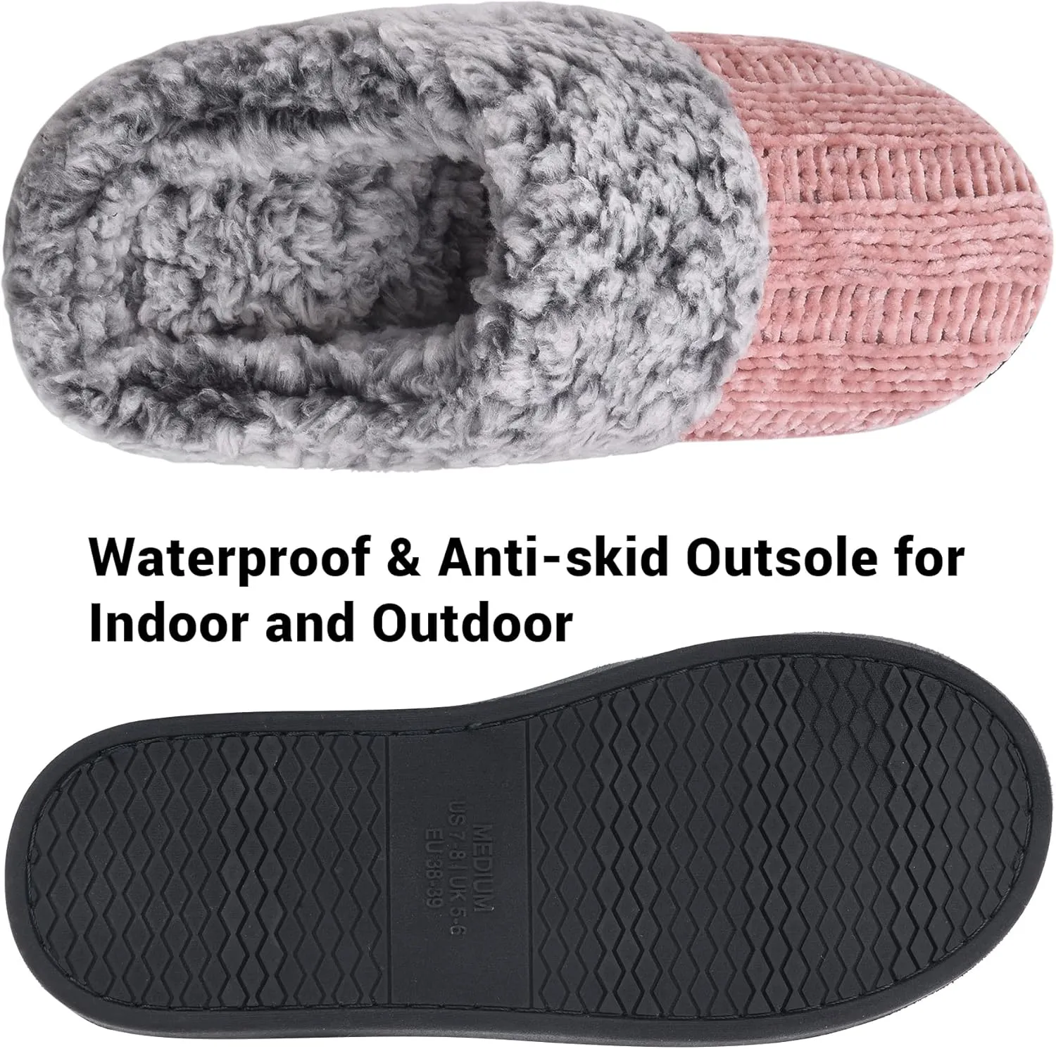 Women's House Slippers Memory Foam Fuzzy Slip on Slide Slippers Ladies Soft Bedroom Shoes for Indoor & Outdoor