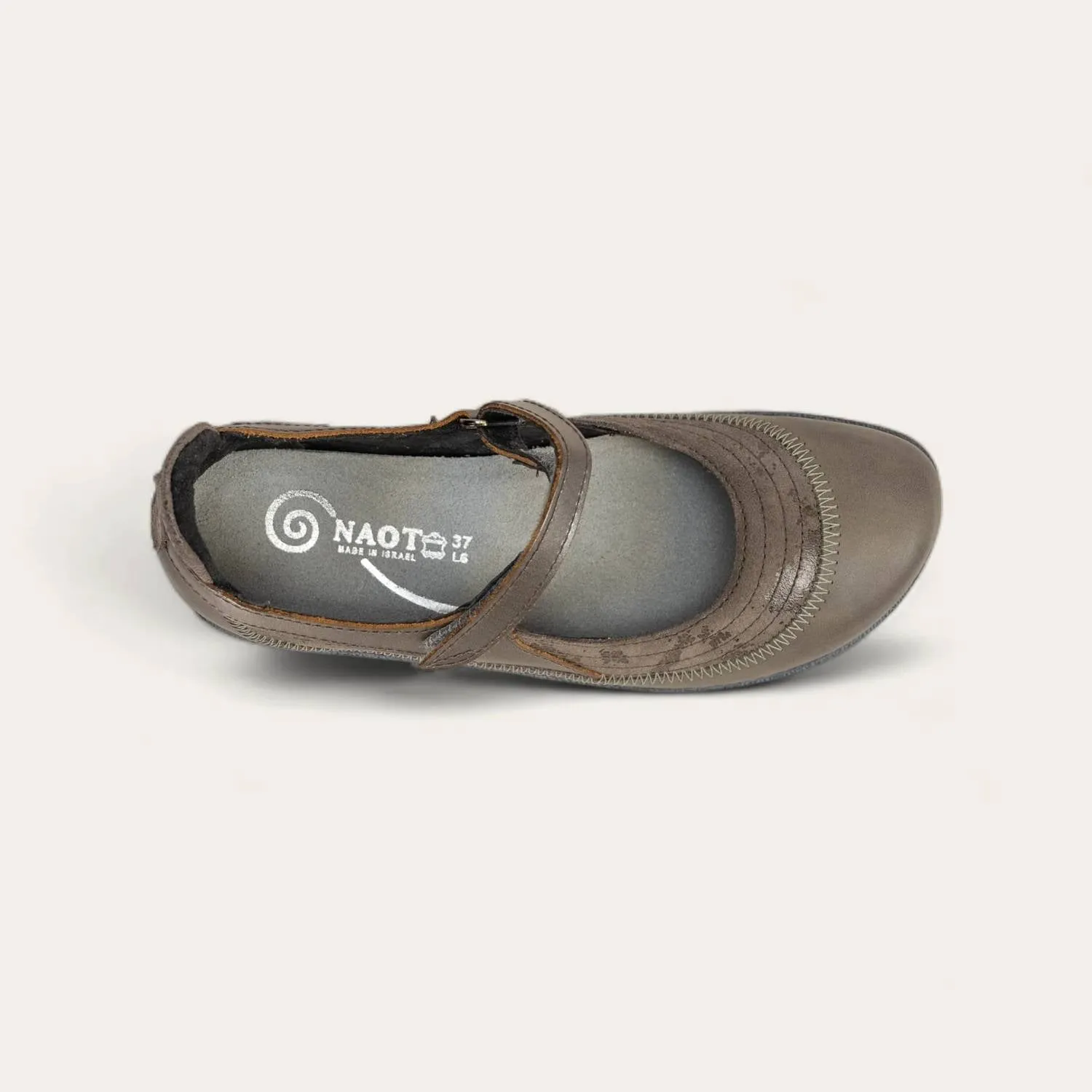 Women's Kirei Mary Jane Shoes - Medium In Foggy Gray/gray Marble//mirror