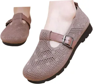 Womens Knitted Flat Shoes Lightweight Comfortable Slip on Loafers Breathable Flats Knit loaferas Casual Breathable mesh Walking Shoes Round Toe Ballet Flat Shoes Walking Flats Shoes for Women