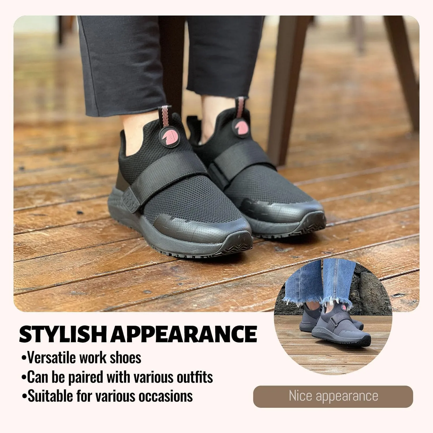 Women's Non Slip Work Shoes Slip Resistant Waterproof Chef Shoe for Women Working in Kitchen Restaurant Food Service Slip-On Design Walking Sneakers Zapatos Trabajo