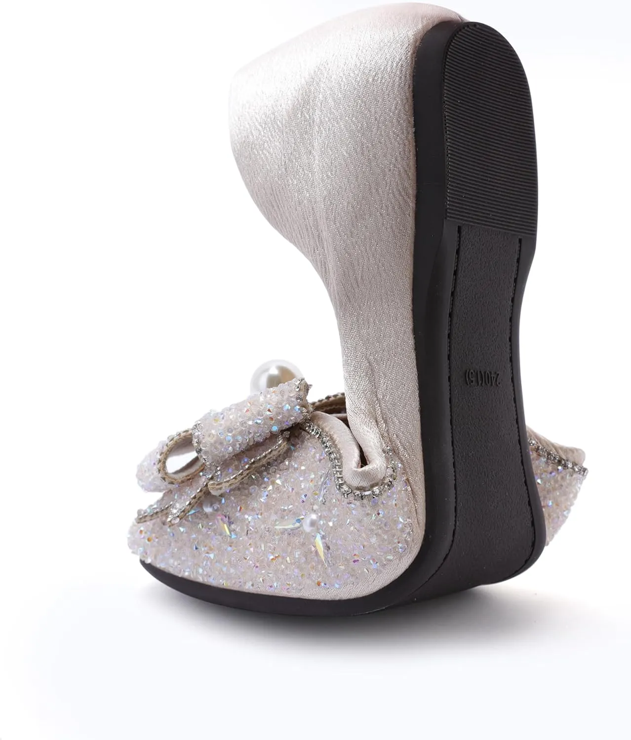 Women's Pointed Rhinestone Flat Shoes Glitter Flowers Wedding Comfortable Dress Shoes