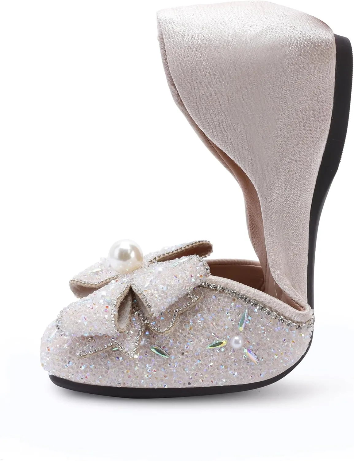 Women's Pointed Rhinestone Flat Shoes Glitter Flowers Wedding Comfortable Dress Shoes