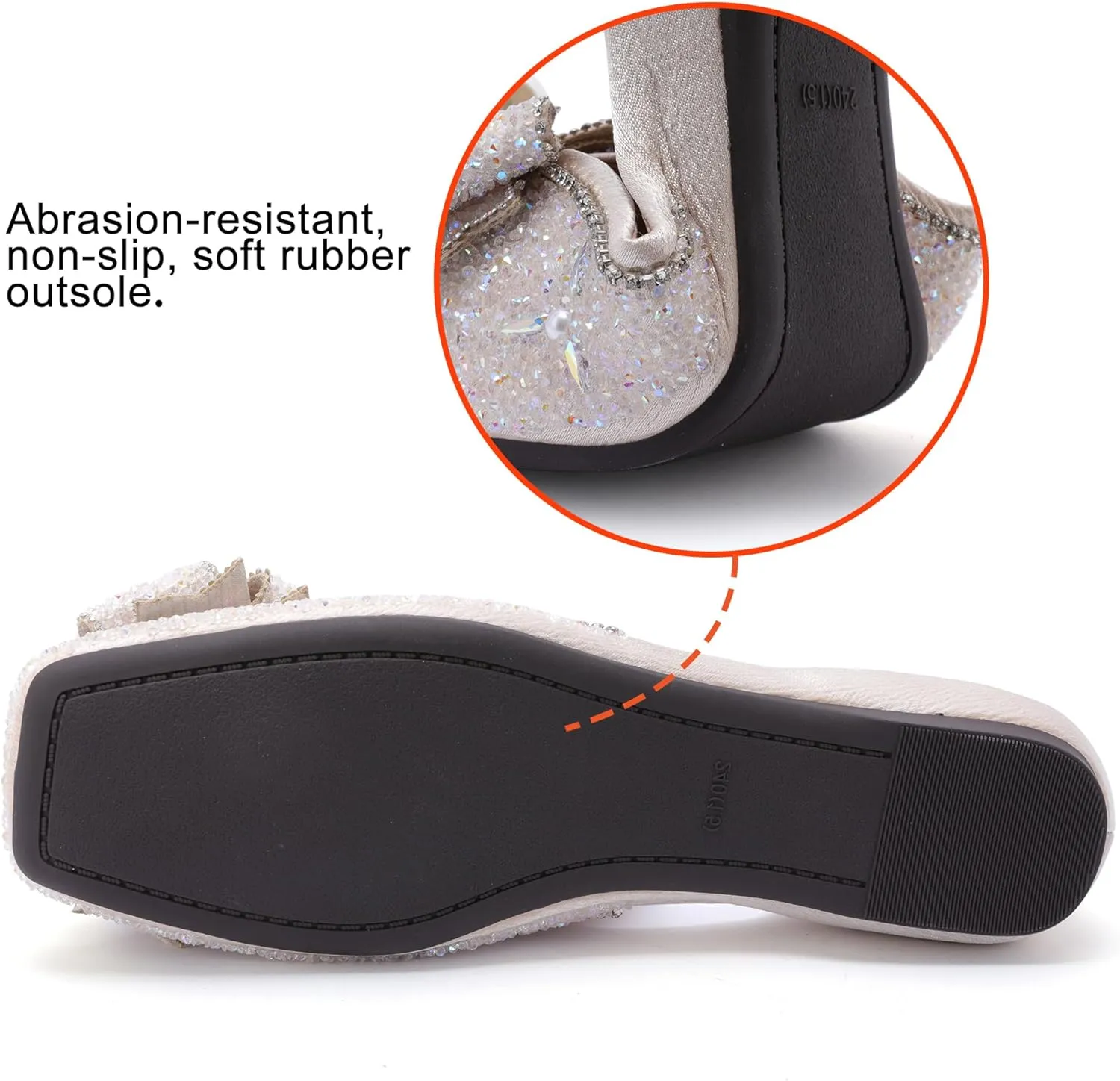 Women's Pointed Rhinestone Flat Shoes Glitter Flowers Wedding Comfortable Dress Shoes