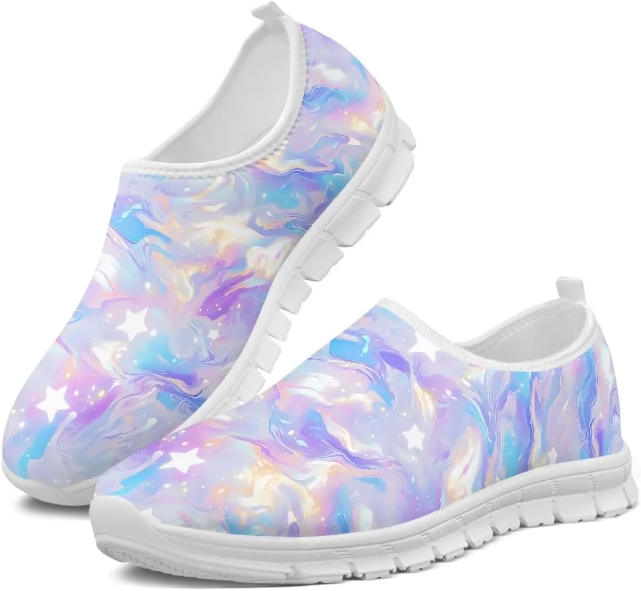 Womens Slip On Sneakers Lightweight Casual Shoes Soft Anti-Slip Tennis Shoes for Gym Travel Size 5.5-11.5 White Sole