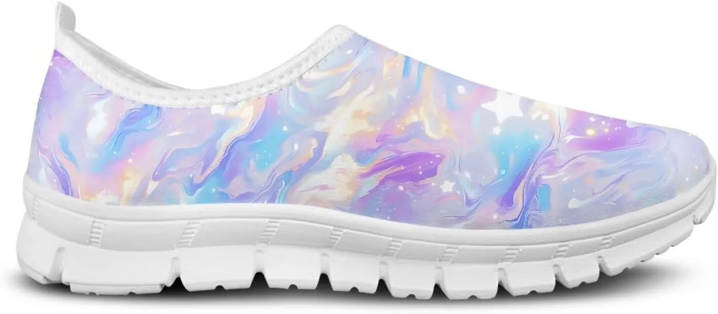 Womens Slip On Sneakers Lightweight Casual Shoes Soft Anti-Slip Tennis Shoes for Gym Travel Size 5.5-11.5 White Sole
