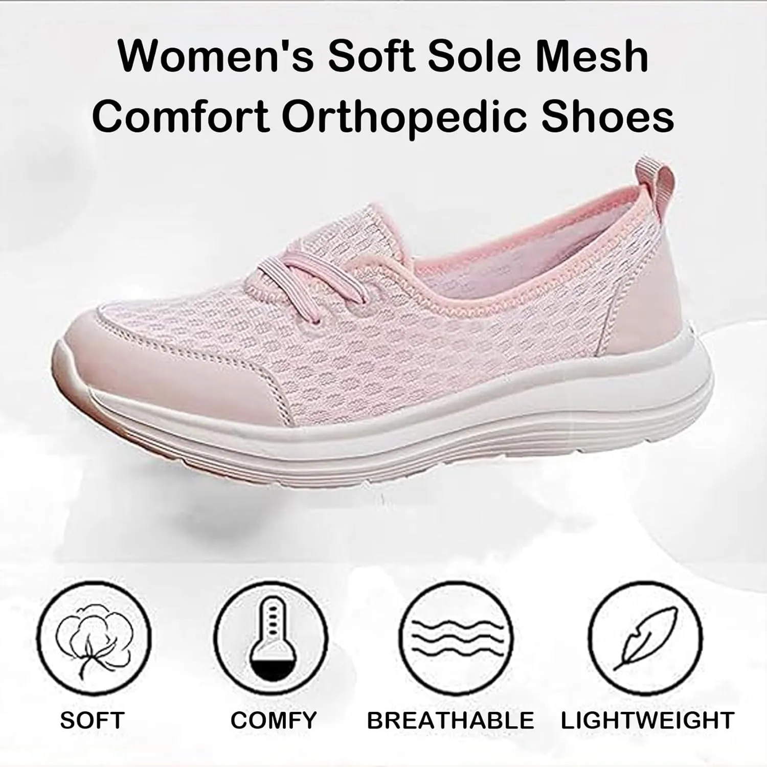 Women's Soft Sole Mesh Comfort Orthopedic Shoes, New Slip-on Walking Shoes with Arch Support