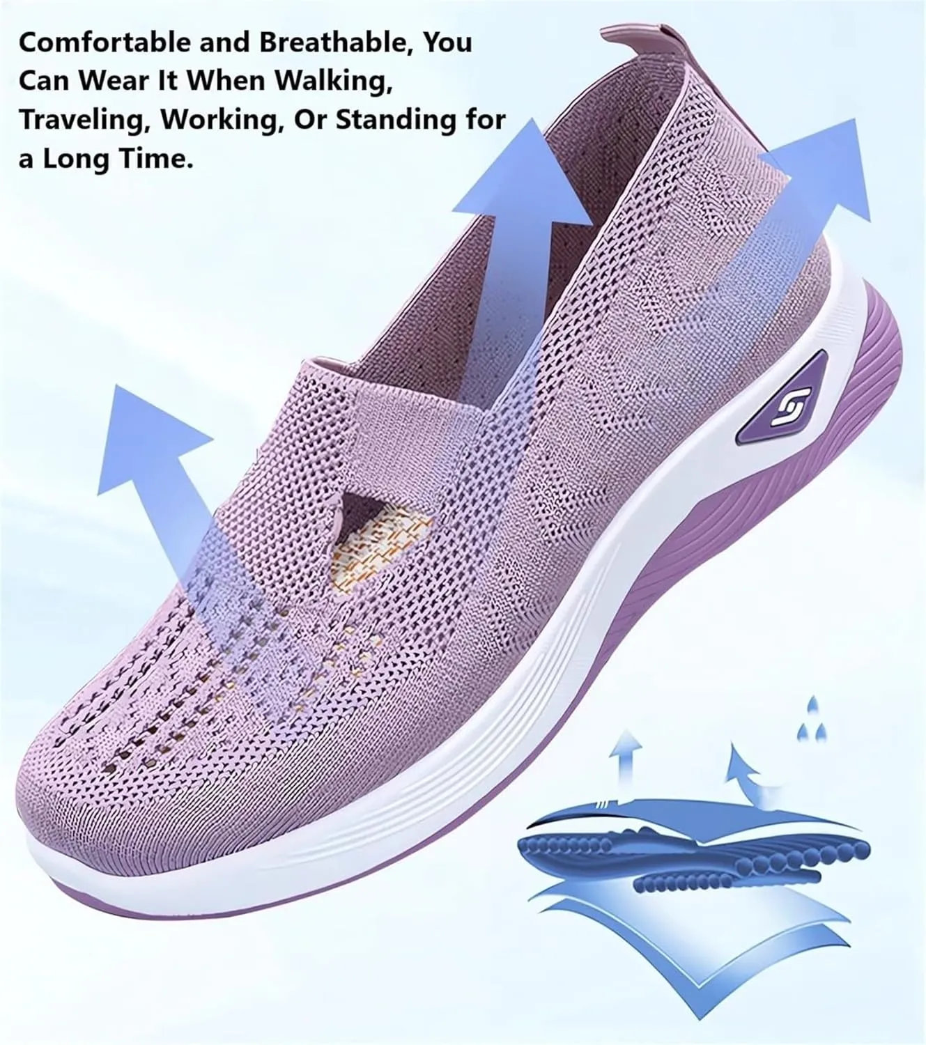Women's Woven Orthopedic Breathable Soft Shoes Go Walking Slip on Diabetic Foam Shoes Sneakers,Women's Woven Breathable Soft Sole Shoes Sneakers