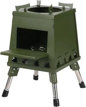 Wood Stove,Camping Stove,Outdoor Wood Burning Portable Camping Hiking Survival Backpacking Stove,Compact/Collapsible,for Outdoor Cooking (Color : Green, Size : Large)