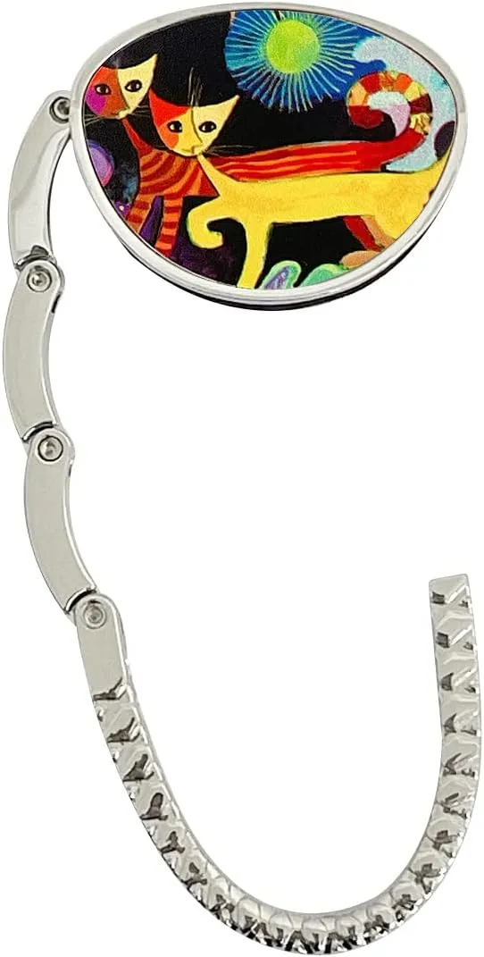 Wrapables Stylish Purse Hook Hanger, Foldable Handbag Table Hanger, Cats Playing