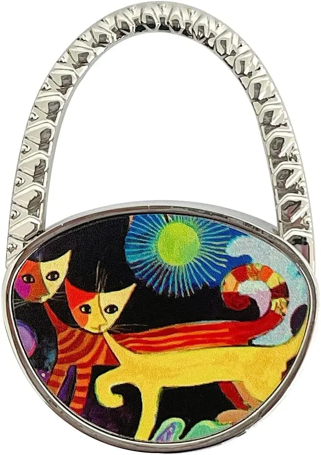Wrapables Stylish Purse Hook Hanger, Foldable Handbag Table Hanger, Cats Playing
