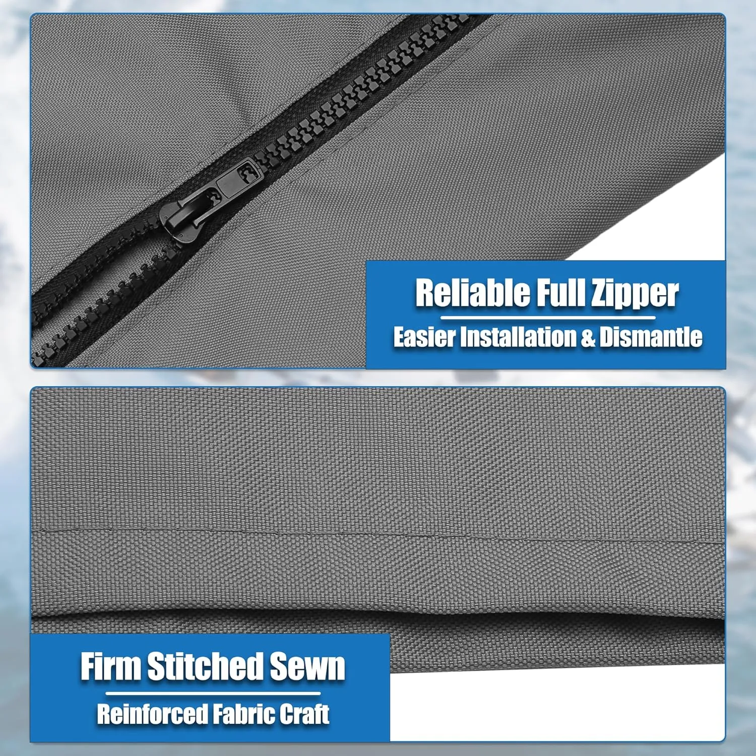 X AUTOHAUX Square Frame Bimini Top Storage Boot Cover with 2 Fixed Straps Waterproof Boat Bimini Storage Bag 600D Polyester Canvas Sun Resist Universal for 3 Bow 4 Bow 1 Set