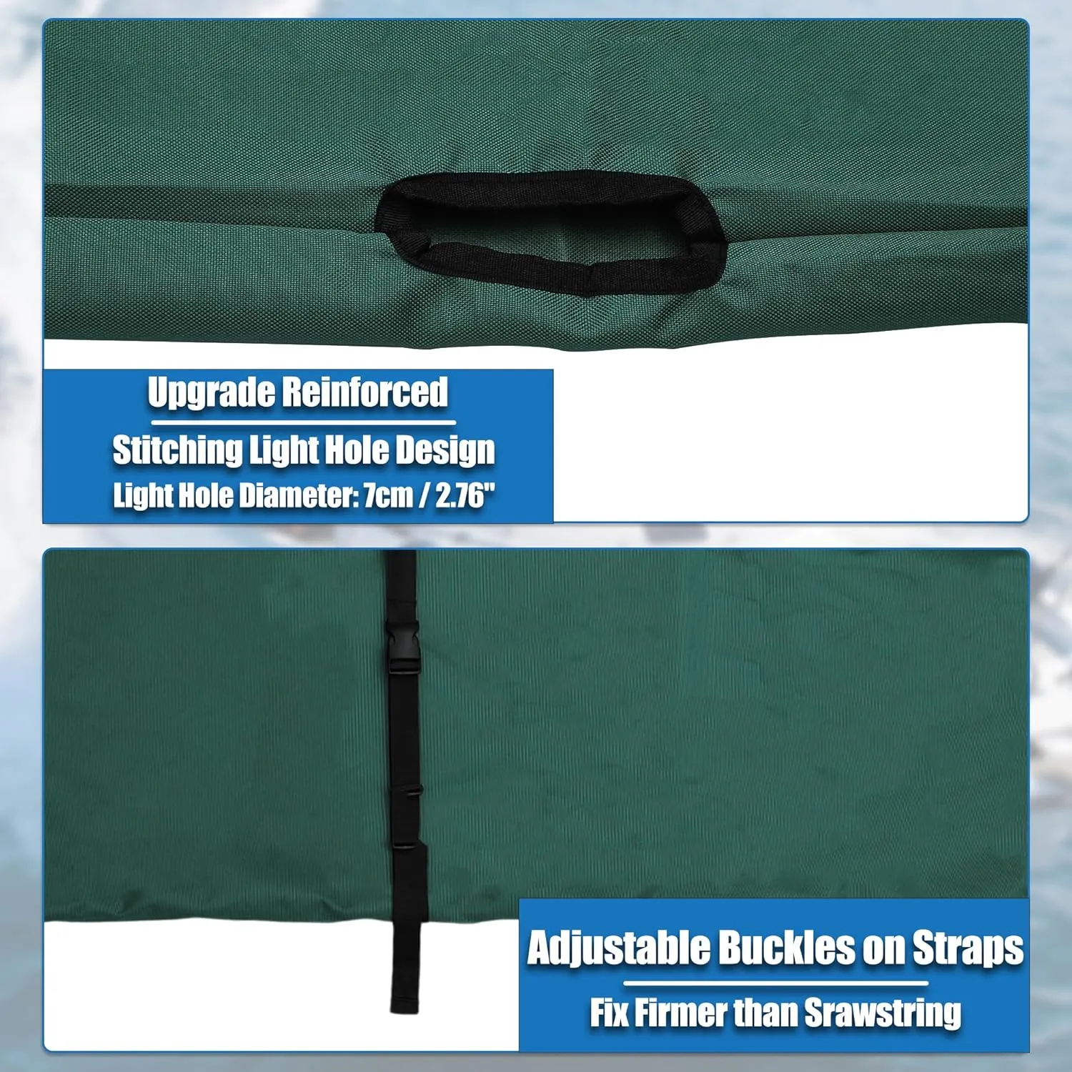 X AUTOHAUX Square Frame Bimini Top Storage Boot Cover with Stern Light Hole Boat Bimini Storage Bag with 2 Fixed Straps for 3 Bow 4 Bow 1 Set