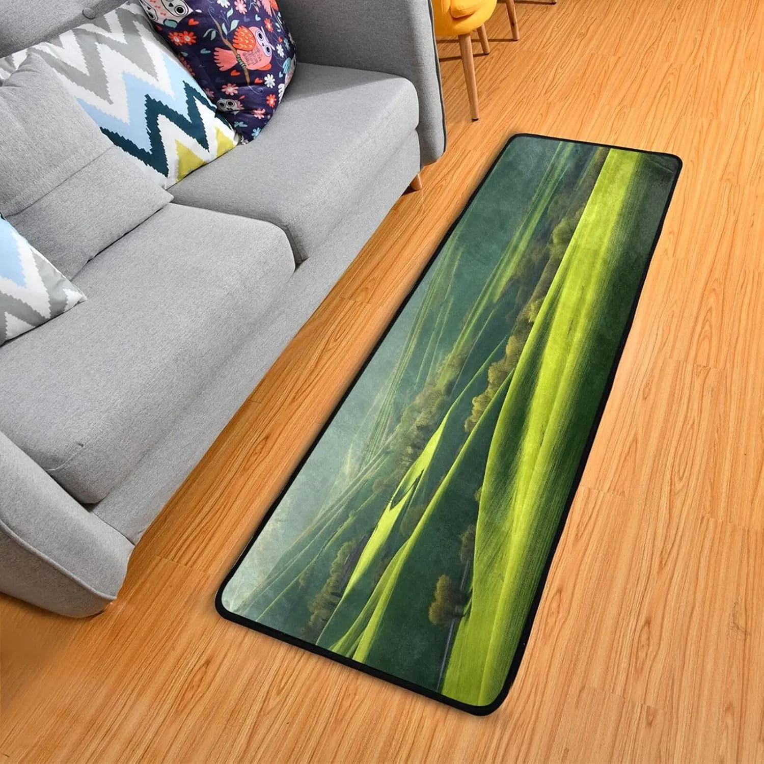 xigua Green Valley Runner Rug, 2'X6' Washable Hallway Rug Non Slip Kitchen Runner Rugs Soft Area Rug for Entryway Bedroom Laundry