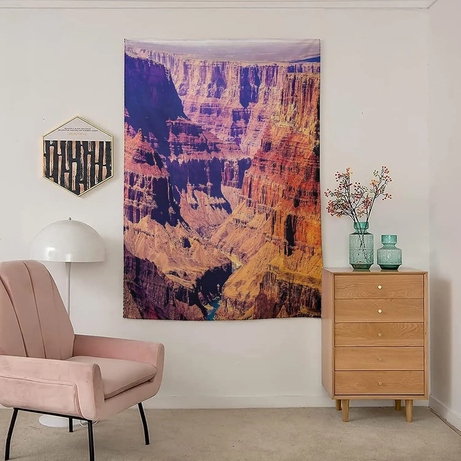 XISUNYA Autohesion Curtains, Canyon Window Curtain Panel, Grand Canyon in Arizona Sublime Tribal Landscape Print Temporary Blackout Blinds,26W x40L Inch, for Bathroom Living Room Bedroom