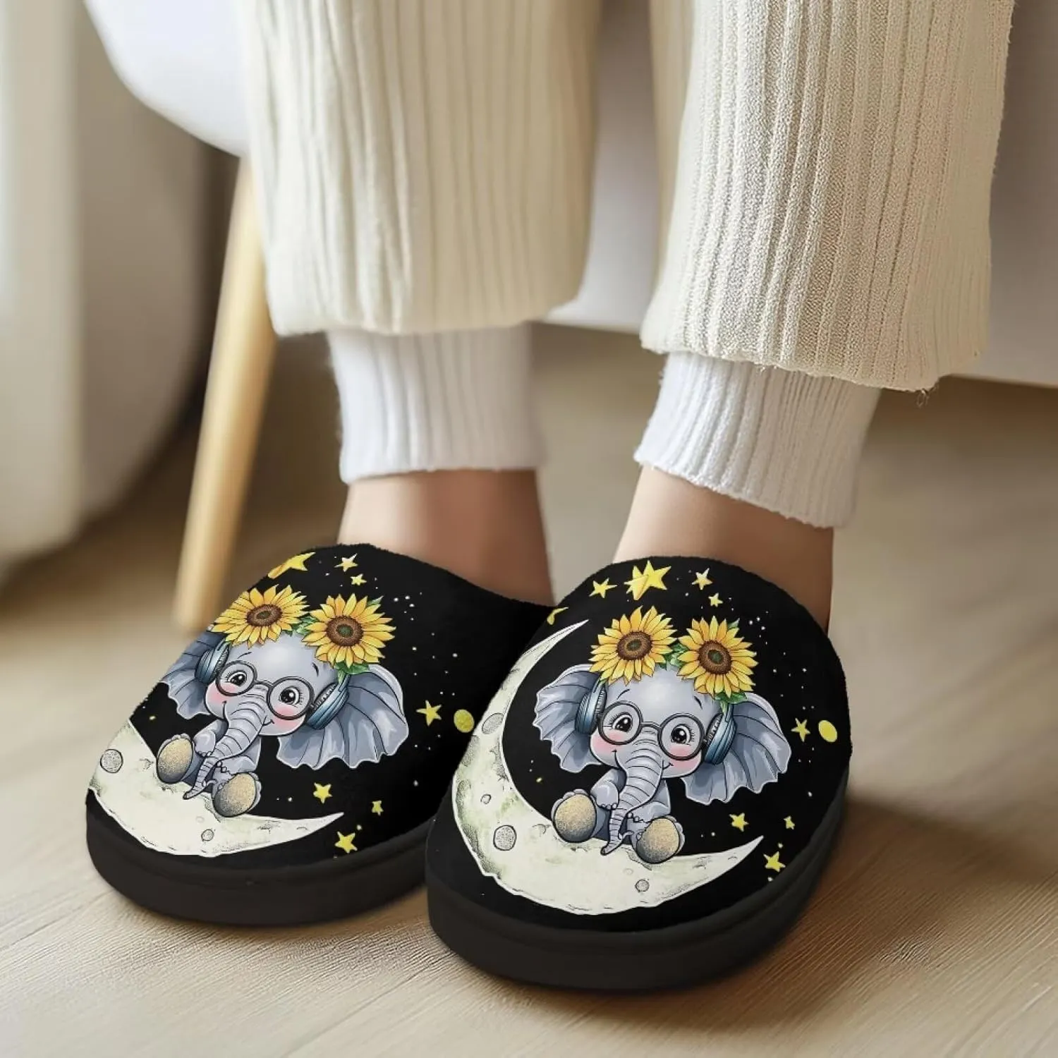 Xpyiqun Slippers Women Men Slip On House Shoes Fuzzy Warm Winter Slippers Size 4-12