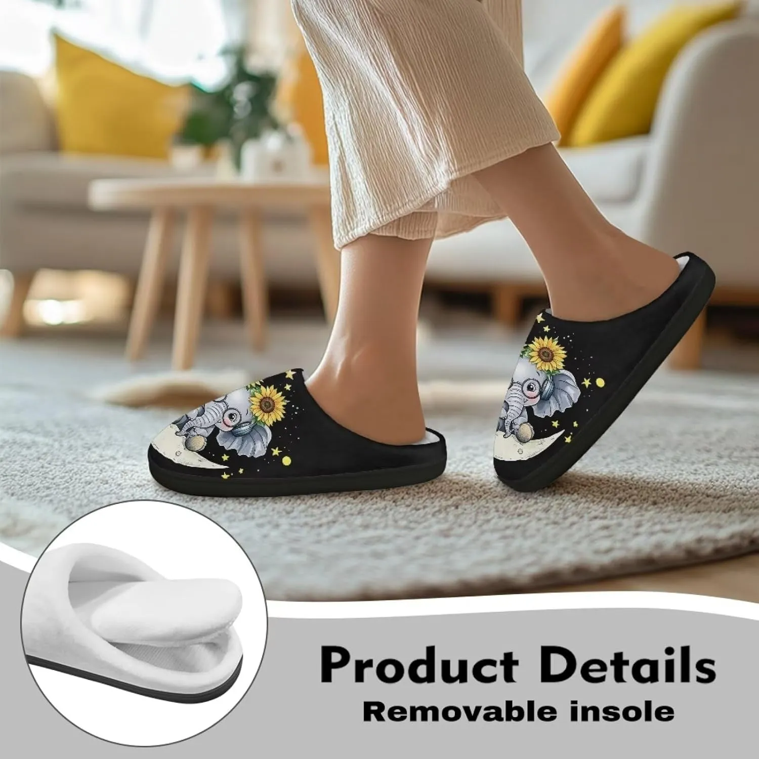 Xpyiqun Slippers Women Men Slip On House Shoes Fuzzy Warm Winter Slippers Size 4-12