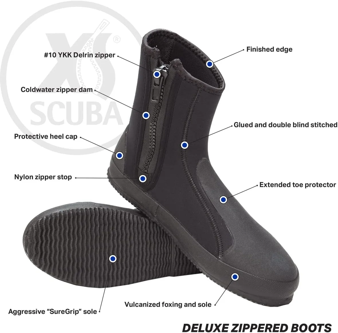 XS Scuba 5 mm Deluxe Zipper Boots