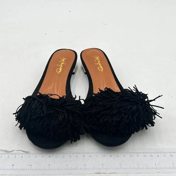 XYD Summer Fringe Slide Sandals Slip On Comfortable Slippers Solid Women Loafer