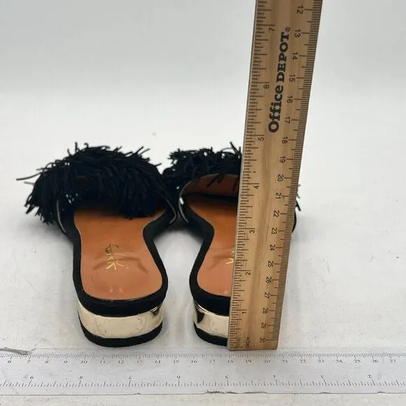 XYD Summer Fringe Slide Sandals Slip On Comfortable Slippers Solid Women Loafer