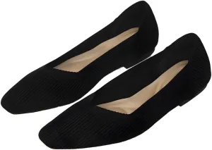 YING LAN Womens Knit Ballet Flats Shoes,Ladies Comfortable Dress Shoes Casual Slip On Soft Ballerina Walking Flats Shoes