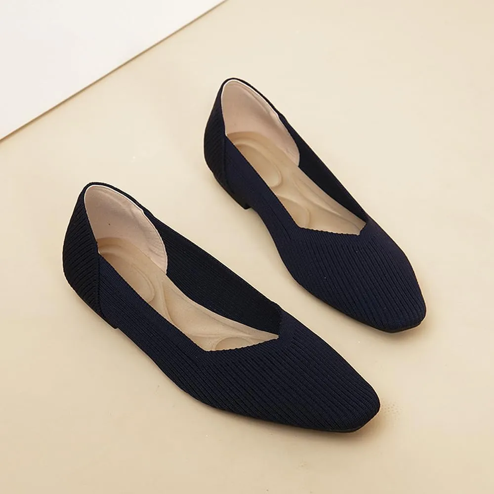 YING LAN Womens Knit Ballet Flats Shoes,Ladies Comfortable Dress Shoes Casual Slip On Soft Ballerina Walking Flats Shoes