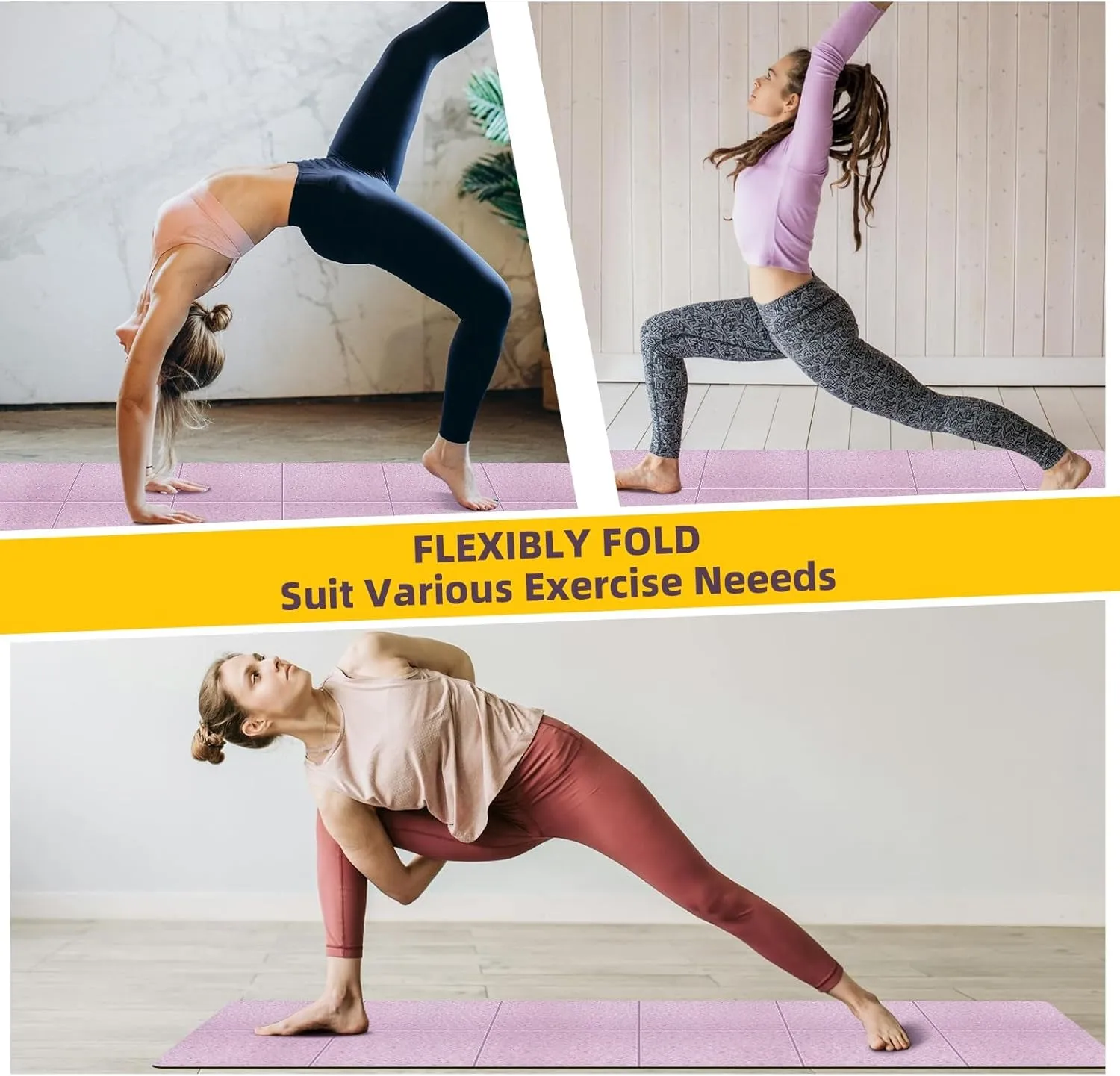 Yoga 0.2Inches Slip Mat, for Travel, Foldable 24 6Mm Sports with Hot-ticket item Tpe X Storage Mat Thick, Pilates Bag, 72 Proactive Non X