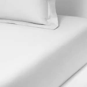 Yves Delorme - Triomphe Blanc (White) King Fitted Sheet - Luxury Fitted Sheet from France.