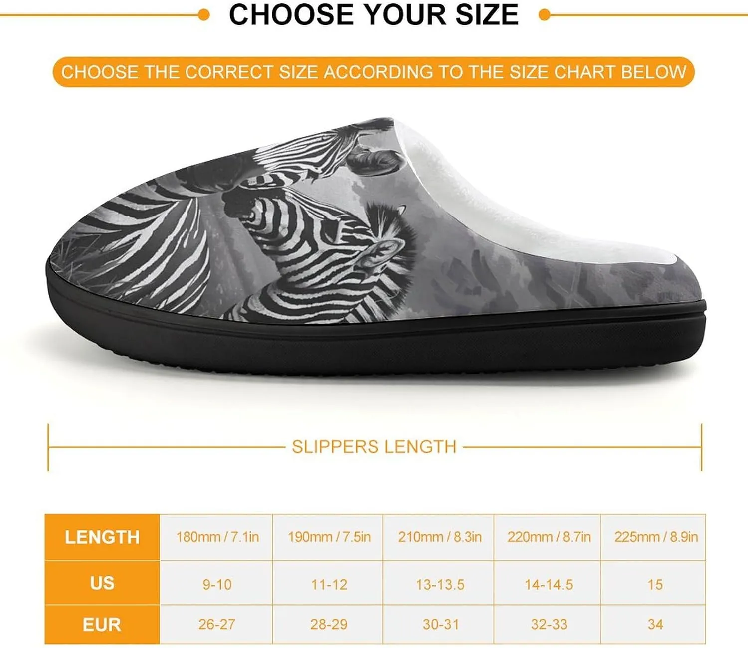 Zebra Animal Soft Slippers for Girls Boys Non-slip Warm House Slippers Cute Home Shoes