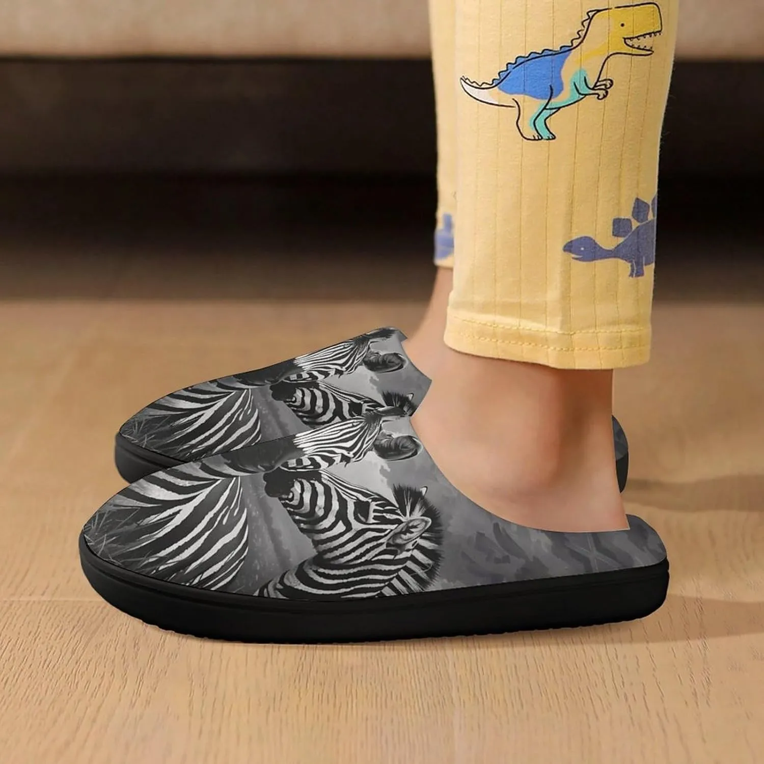 Zebra Animal Soft Slippers for Girls Boys Non-slip Warm House Slippers Cute Home Shoes