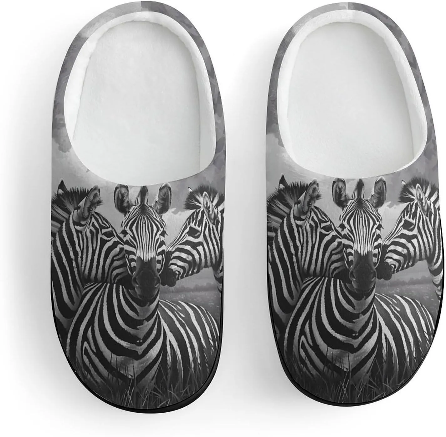 Zebra Animal Soft Slippers for Girls Boys Non-slip Warm House Slippers Cute Home Shoes