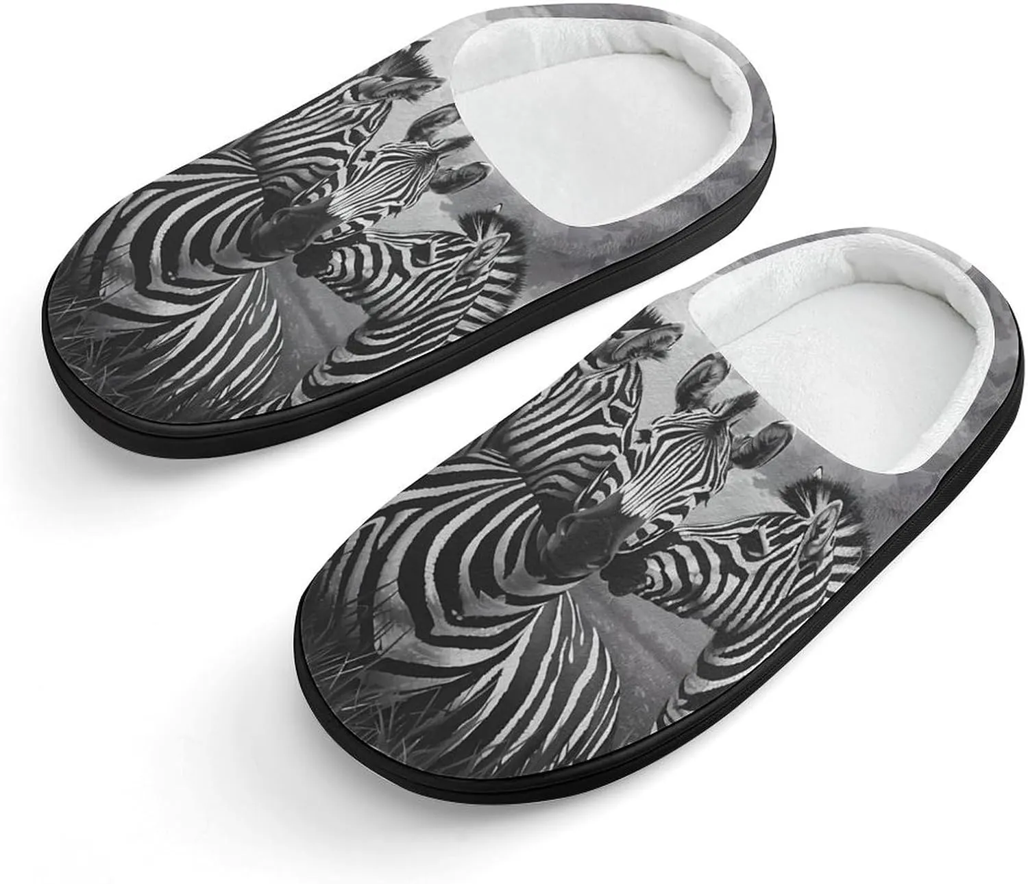 Zebra Animal Soft Slippers for Girls Boys Non-slip Warm House Slippers Cute Home Shoes