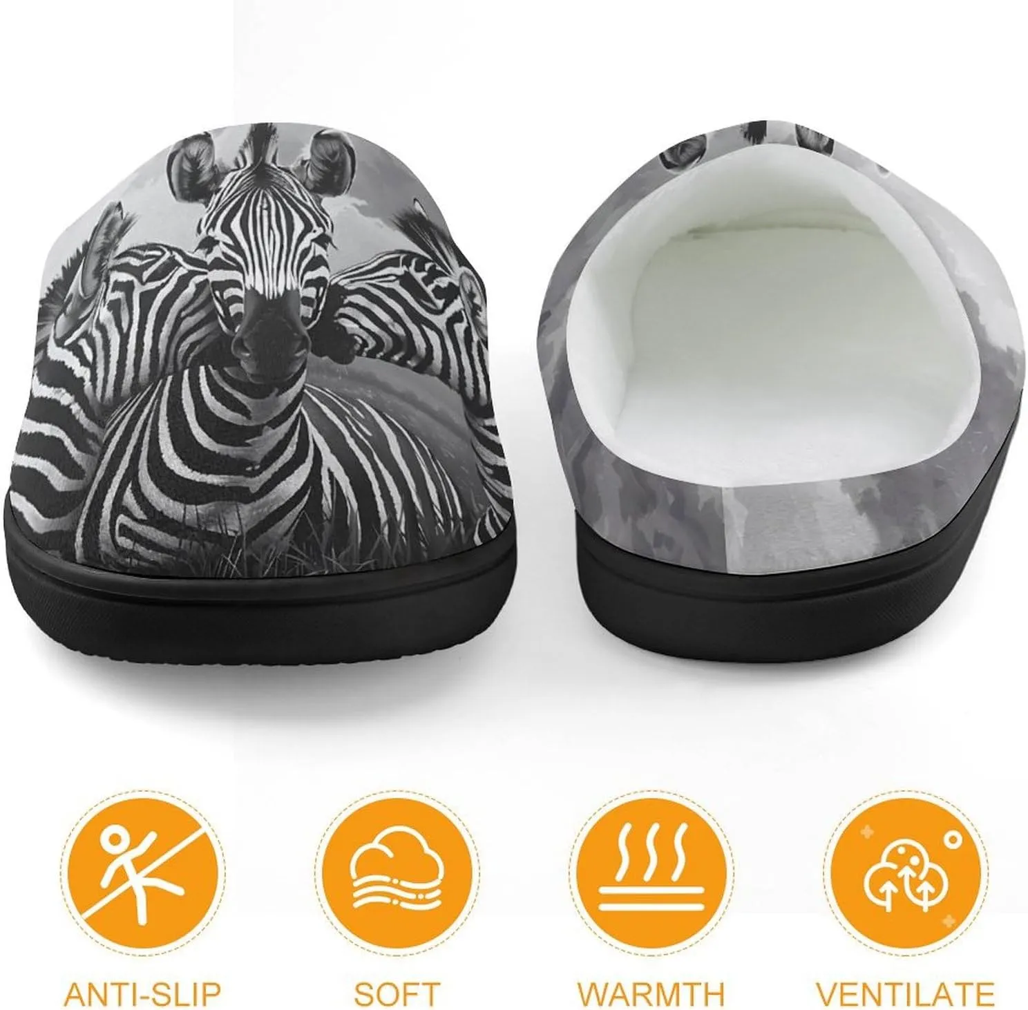 Zebra Animal Soft Slippers for Girls Boys Non-slip Warm House Slippers Cute Home Shoes
