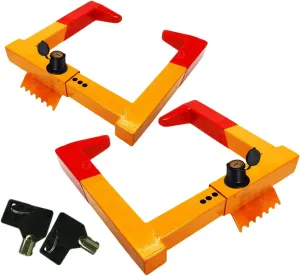 ZONETECH 2-Pack Security Wheel Chock Lock- Trailer Clamp Boot Tire Claw - Premium Quality Heavy Duty Stabilizer Anti- Theft -Protective for Parking Car, Trailer, Truck and SUV