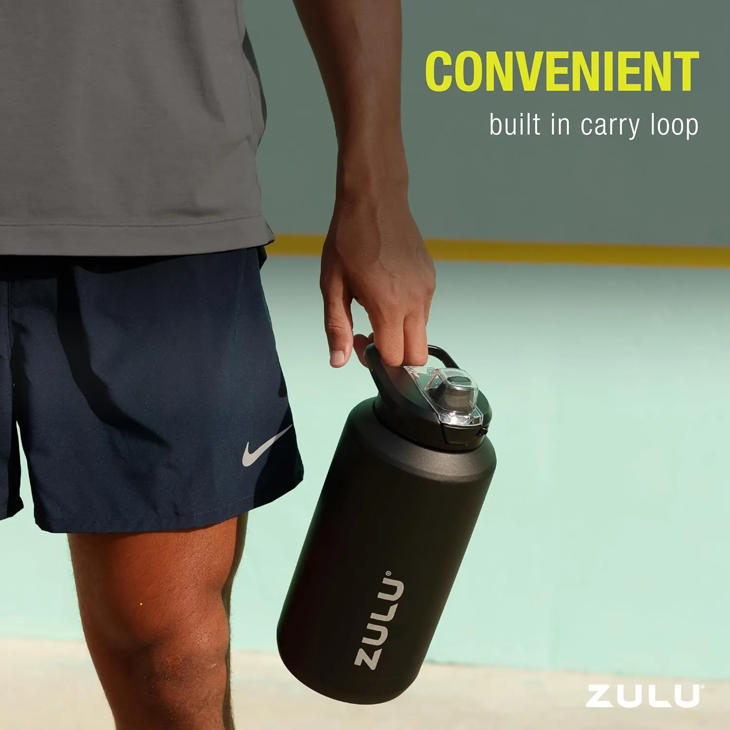 ZULU Goals Vacuum Insulated Large Capacity Stainless Steel Water Bottle | Reusable Jug Thermoses with Carry Handle | Leak-Proof Lid | Perfect for Travel, Workout, Gym, Hiking, Camping | 64oz, 101oz